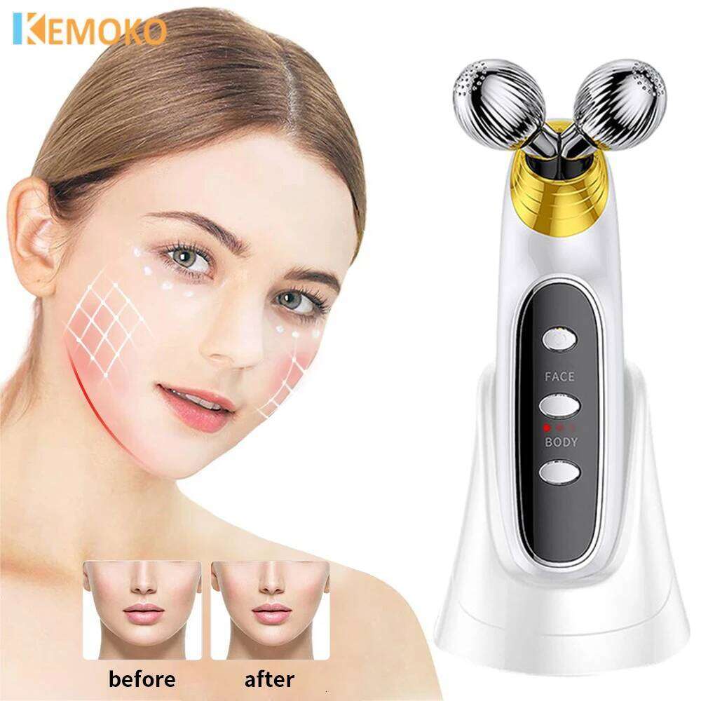 EMS 3D Roller Lifting Chin Reducer Microcurrent V Face Lift Hine Vibration Electric Facial Tighten Massager
