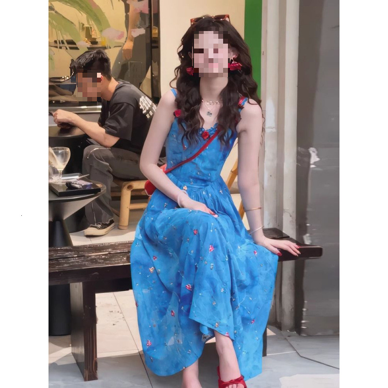 Summer New Women's Skirt Trendy Stunning Women's Flower Skirt Summer New Gentle and Beautiful Vacation Fashion Style Waist Strap Skirt New D