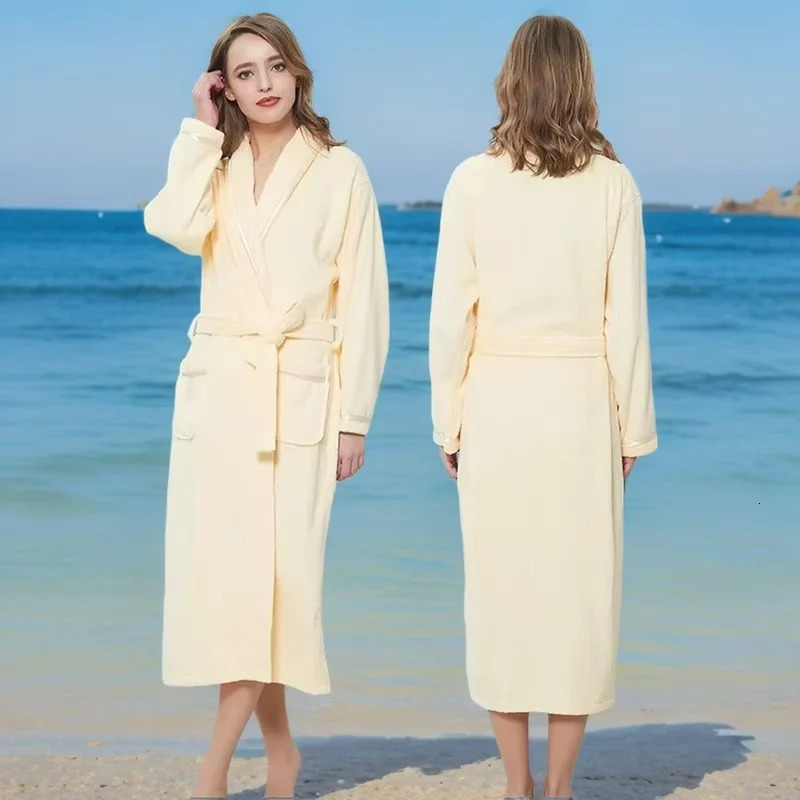 Women Bathrobe Winter Towel Fleece Thick Sleepwear Warm Men Robe Nightgown Kimono Dressing Gown Pajamas Lady Kimono Robe White 250710