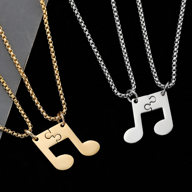Luxury Jewelry Designer Jewelry Cross-border New Product Stainless Steel Personalized Fashion Jumping Note Puzzle Couple Necklace Men And Women Couple
