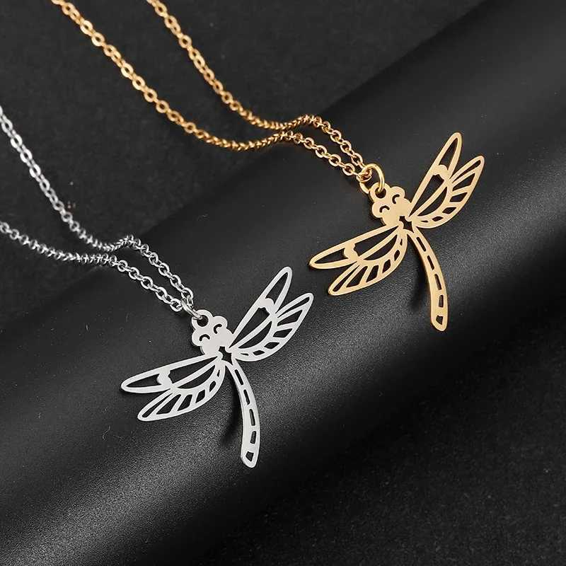 Stainss Steel Necklace For Wen Girls Geetric Hollow Dragoy Pendant Chain Choker Necklaces Party Jewelry Gifts W250712