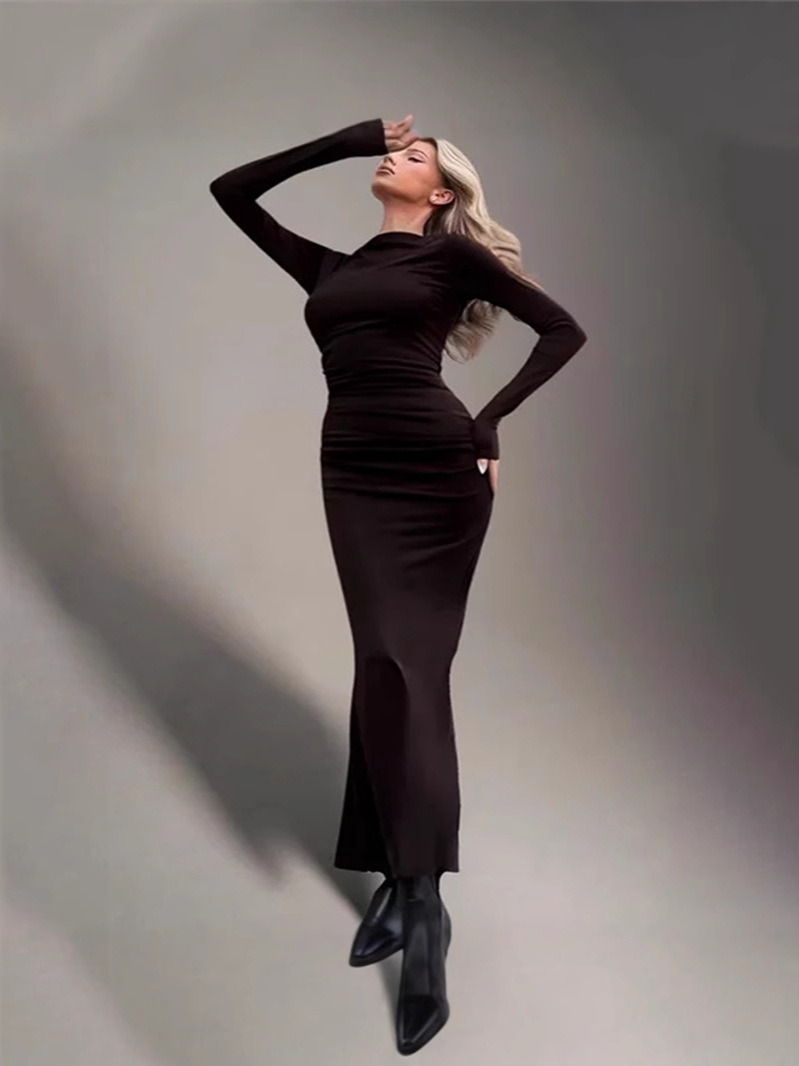 XR215 Winter new product all-match commuting basic style tight waist pleated design