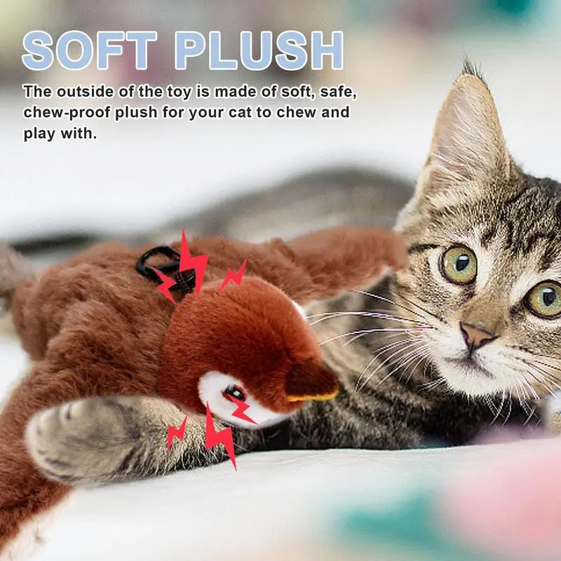Flying Bird Cat Toy Rechargeable Automatic Flapping Wings Sparrow Catnip Toy Interactive Bird Cat Toy For Cats And Pets 250708