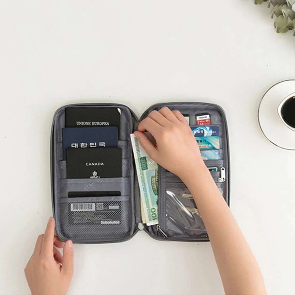 travel document organizer waterproof passport holder with rfid blocking multicard slots zipper pocket for airplane train