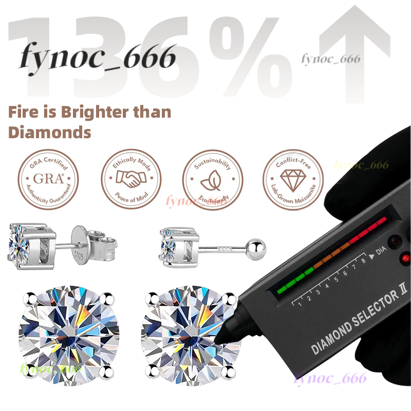0.3ct 0.5ct 1.0ct Moissanite Stud Earrings 925 Sterling Silver Screw Earrings Diamond GRA Certificate Men and Womens Jewelry