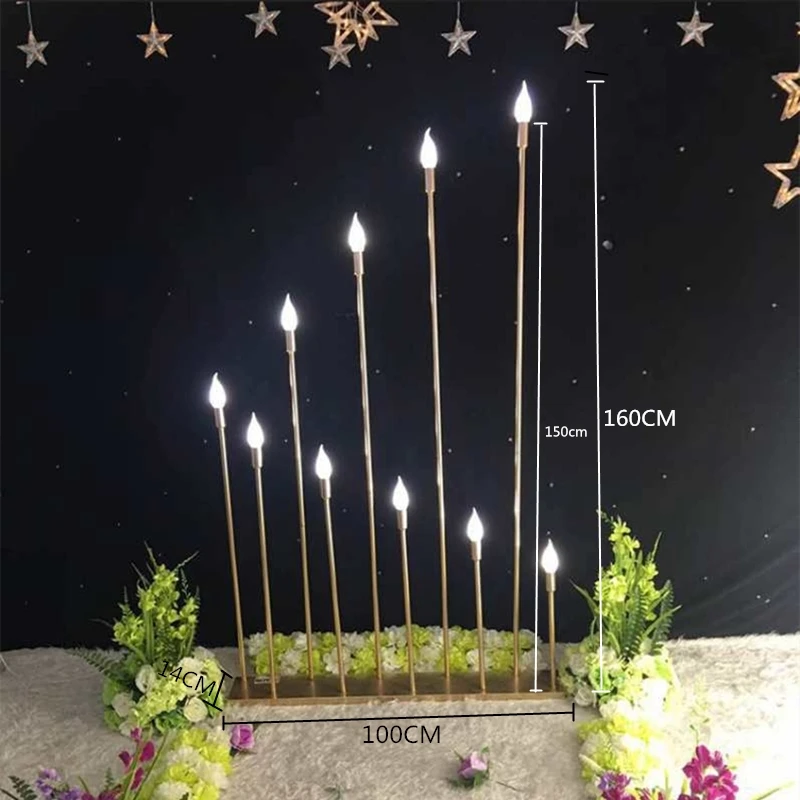 2Sets 5/10 Head Metal Candelabra Electric Candle Holders Wedding Table Centerpieces Home Decor Road Lead Candelabrum XJ260305
