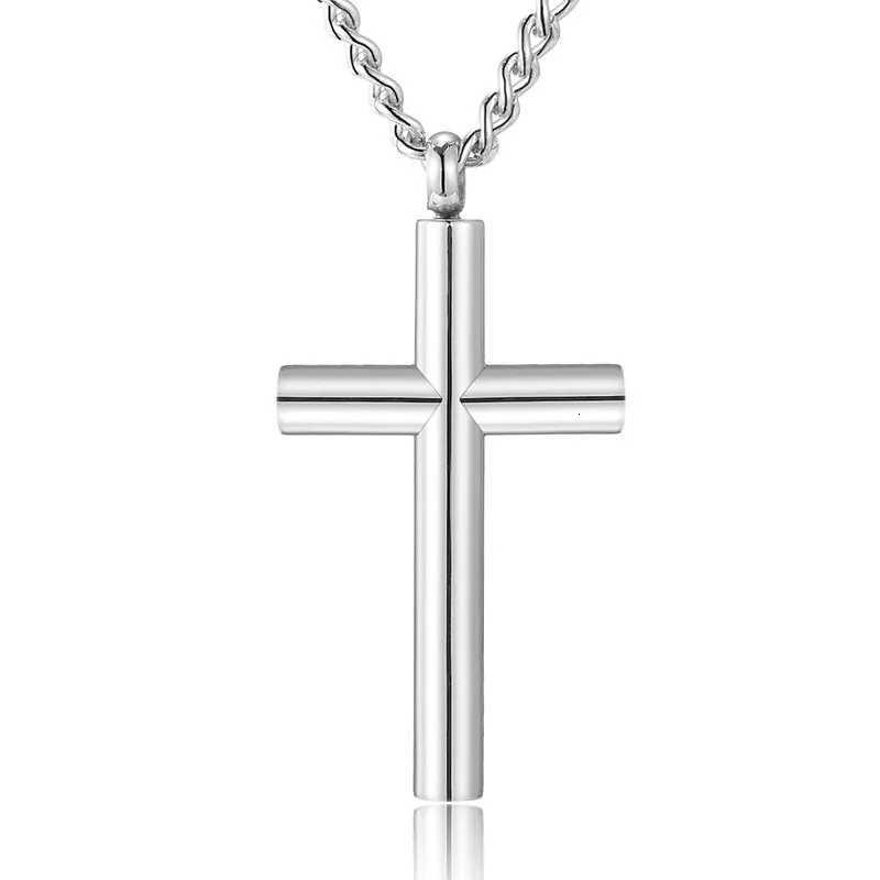 XUNYUE Stainless Steel Smooth Cross Pendant Necklace for Men Simple Geometric Religious Style Titanium Steel Personality Pendant W250712