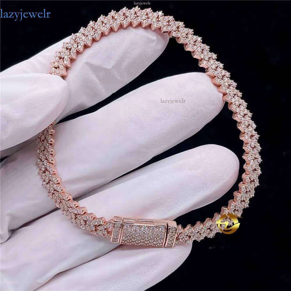 Fine Jewelry Hip Hop Pass Dia Tester 5mm Moissanite Vvs Cuban Chain Bracelet
