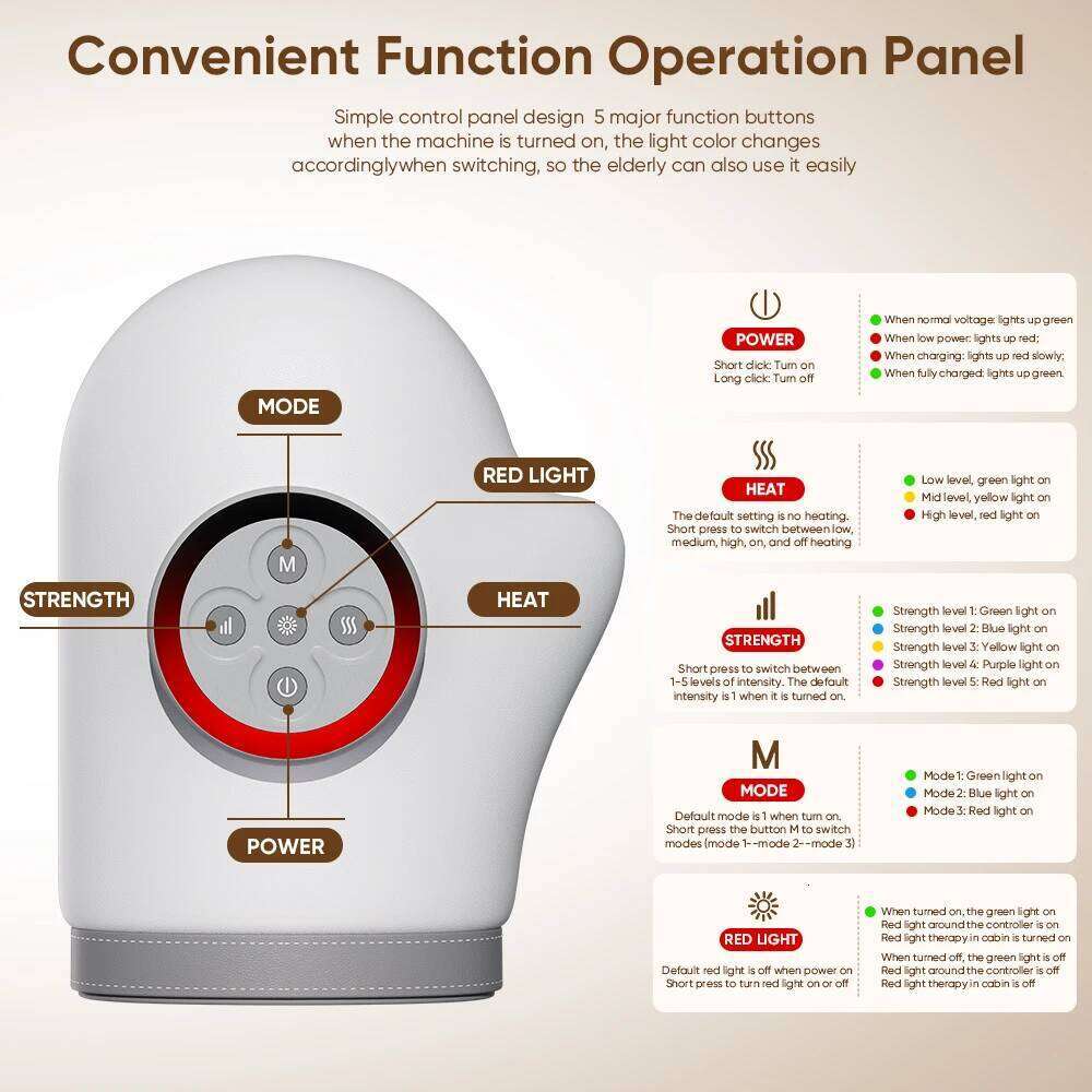 New Air Compression Electric Palm Wrist Massage Heating Fingers Hand Massager