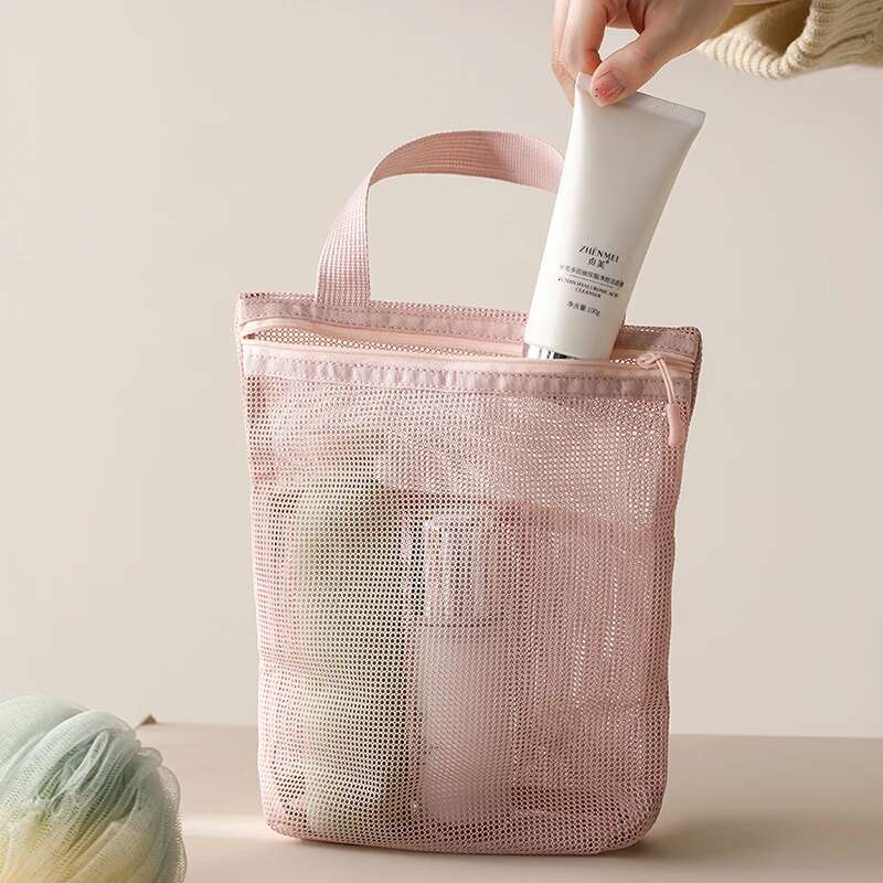 23X26cm Portable With Handy Handle Large Capacity Mesh Toiletry Storage Makeup Bag For Business Trips Travel