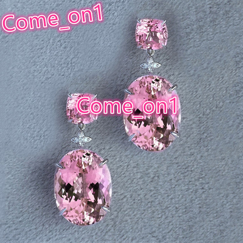 New Pink Inlaid Zircon Earrings Womens Fashion Small Cross Link Exquisite Fashion Medium to Long Swinging Jewelry