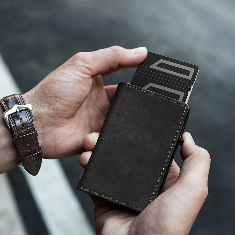 YAT Mens Card Bag Folding Magnetic Suction Automatic Pop-Up RFID Anti-Theft Brush Zippered coin purse Credit Card Clip 250708