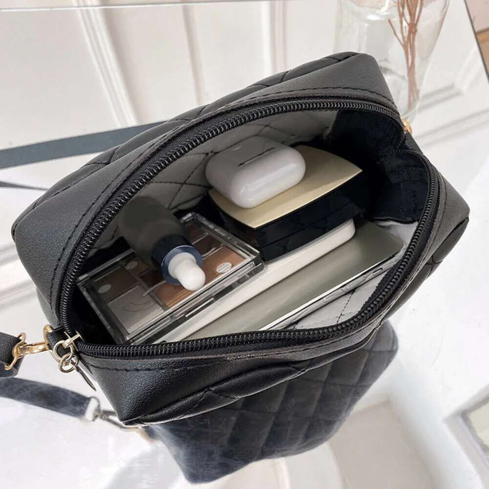 Embroidered Female Messenger PU Lattice Shoulder Crossbody Bag Solid Color Shopping Daily Purse Ladies Handbags