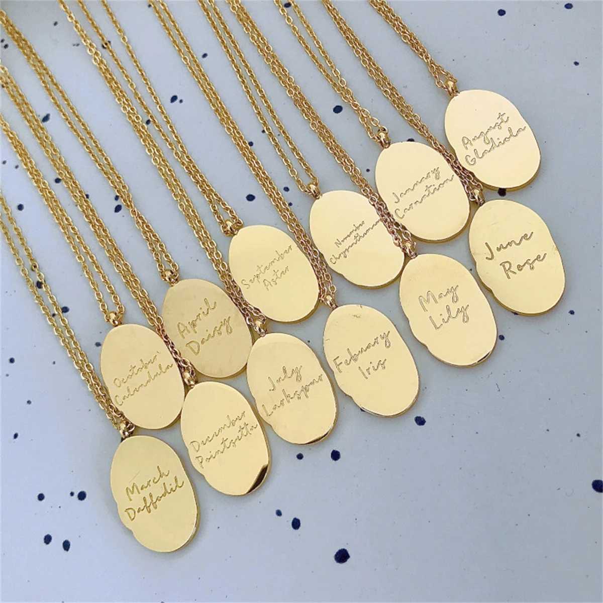 Titanium Steel Decber Flower Irregar Pendant Necklace Birth Flower Necklace Month Flower Color Preservation W250712
