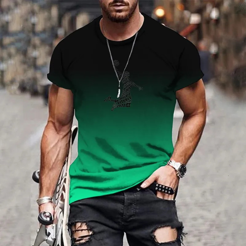 Casual Daily 3D Mens Gradient TShirt Fashion Print Trendy Harajuku Streetwear Large Size Round Neck Comfortable Top 250707