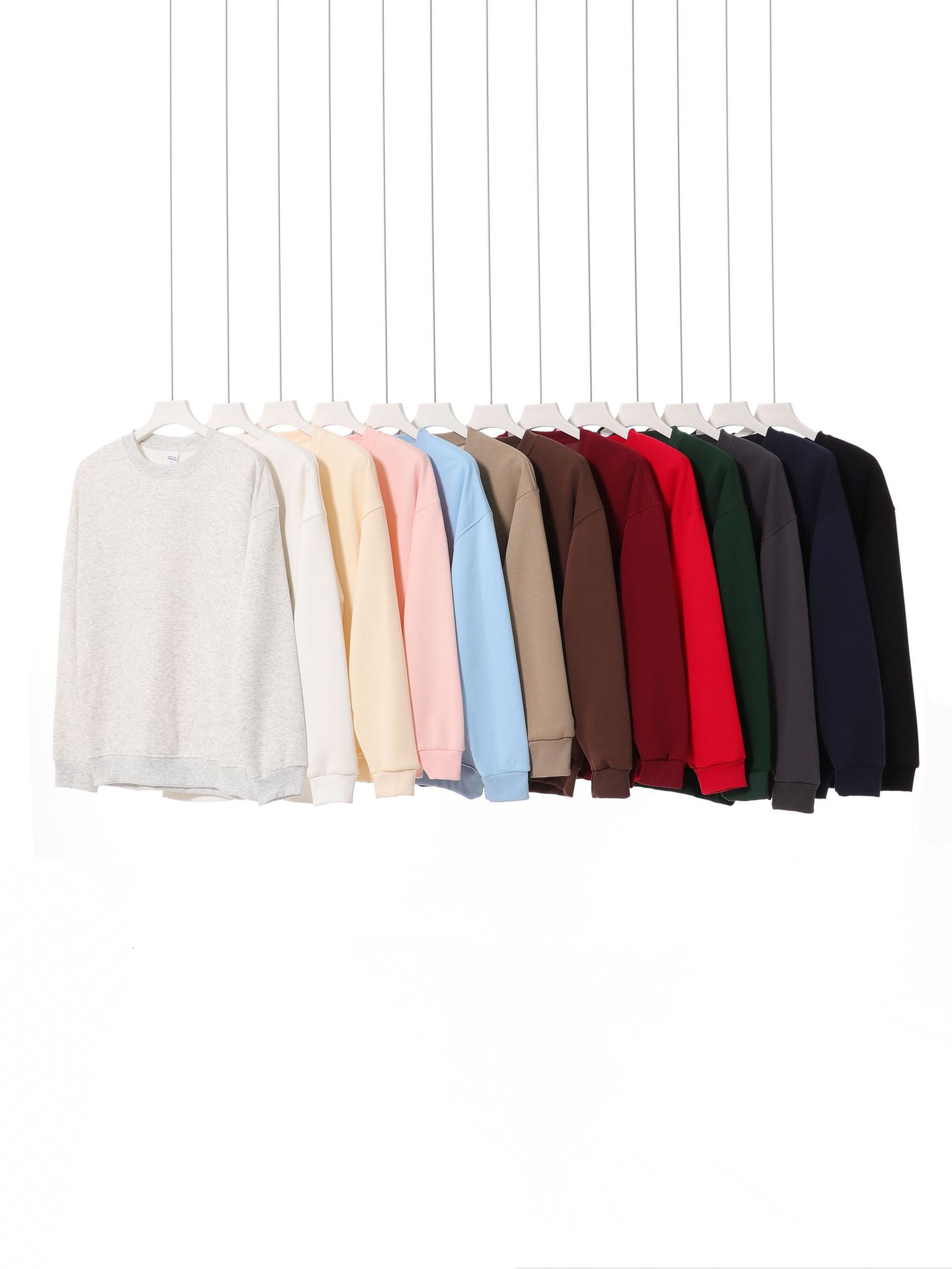 M22553 fashion new pure cotton composite round neck sweater basic loose solid color men and women bottom
