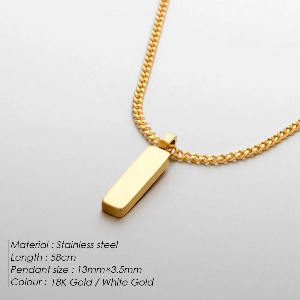 18K Gold Plated Stainless Steel Minimalist Square Pendant Necklace Fashion Mens Accessories Wholesale W250712
