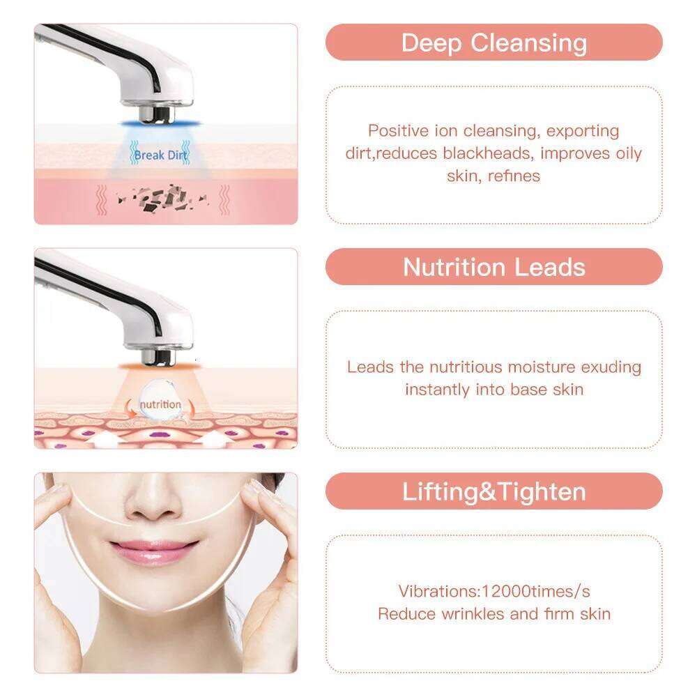 Ultrasonic Ion Facial Massager - Photon Rejuvenation & EMS Microcurrent, Portable Vibration Skin Care Device For Home Use