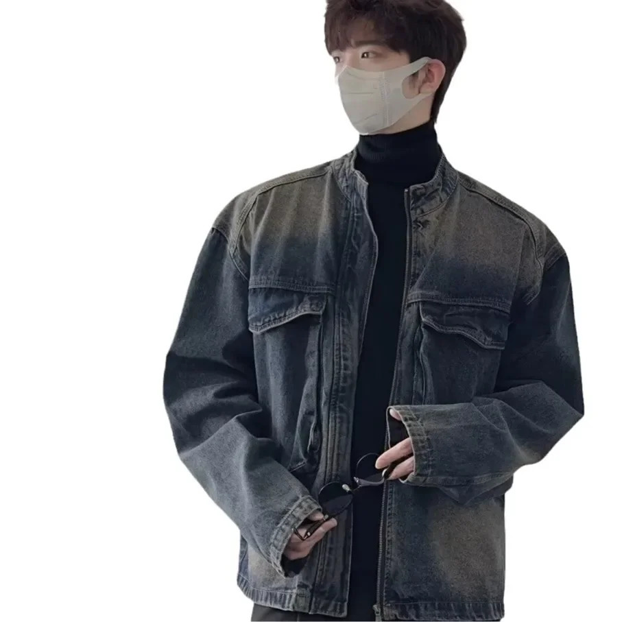 Autumn/Winter Loose-Fit Denim Jacket For Men Trendy Vintage Washing Niche Sensibility Top Casual Clothing Regular Length 250708