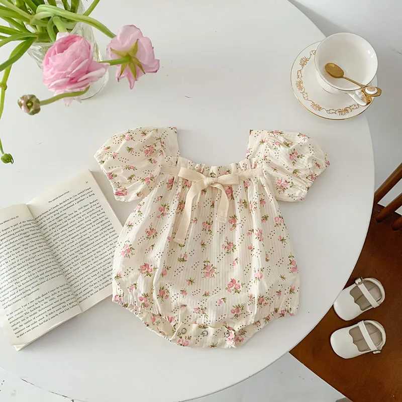 Baby Clothing Summer Newborn Clothing Floral Romper Tgie Jumpsuits Short Sleeve Sunsuits 0-2Y Infant Rompers Z250712