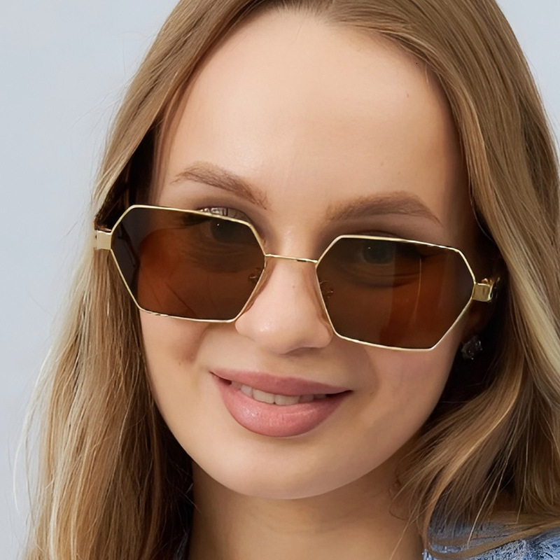 Designer's Luxury Eyewear: Men's Elegant Thin-edge Polygonal UV Protective Sunglasses, Women's Large-face Slimming Polarized Sunglasses