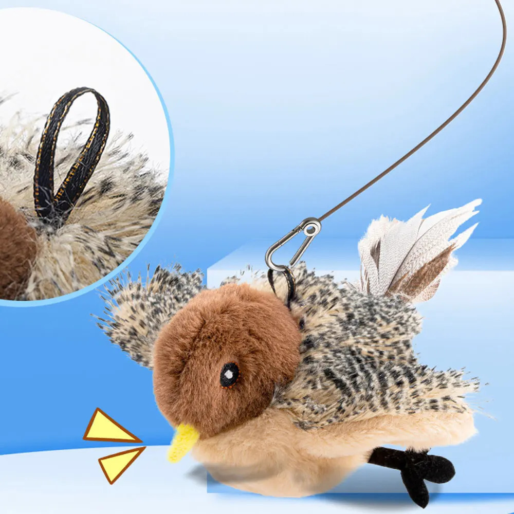 Remote Control Interactive Cat Toys Flying Bird Flapping Wings Sparrow Catnip Toy Vivid Chirping Simulation Bird Cat Toy 250708