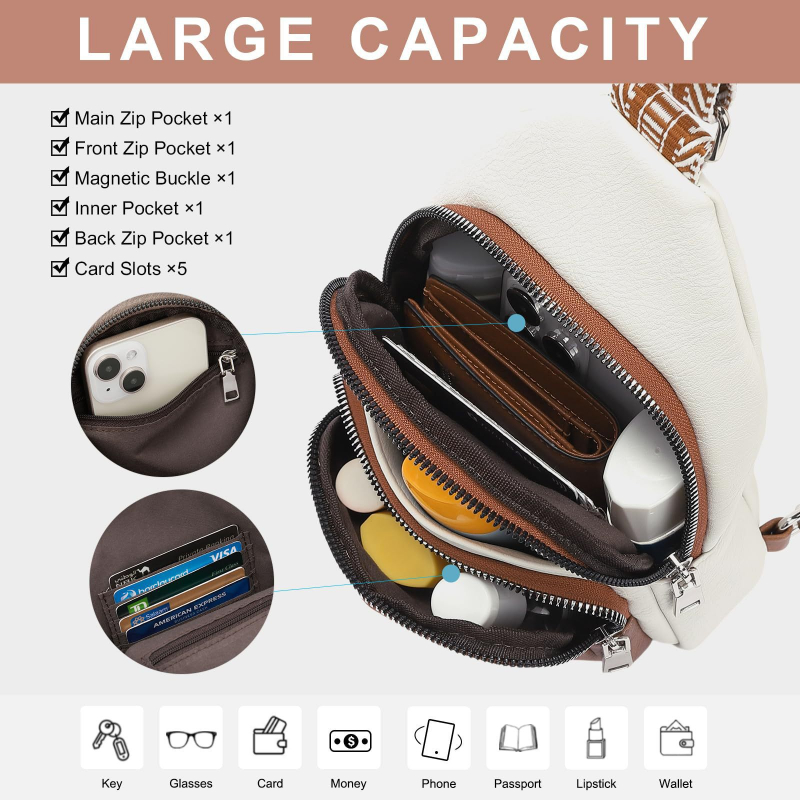 2025 new small women's crossbody bag fashionable versatile shoulder cell phone bag casual soft leather travel chest bags