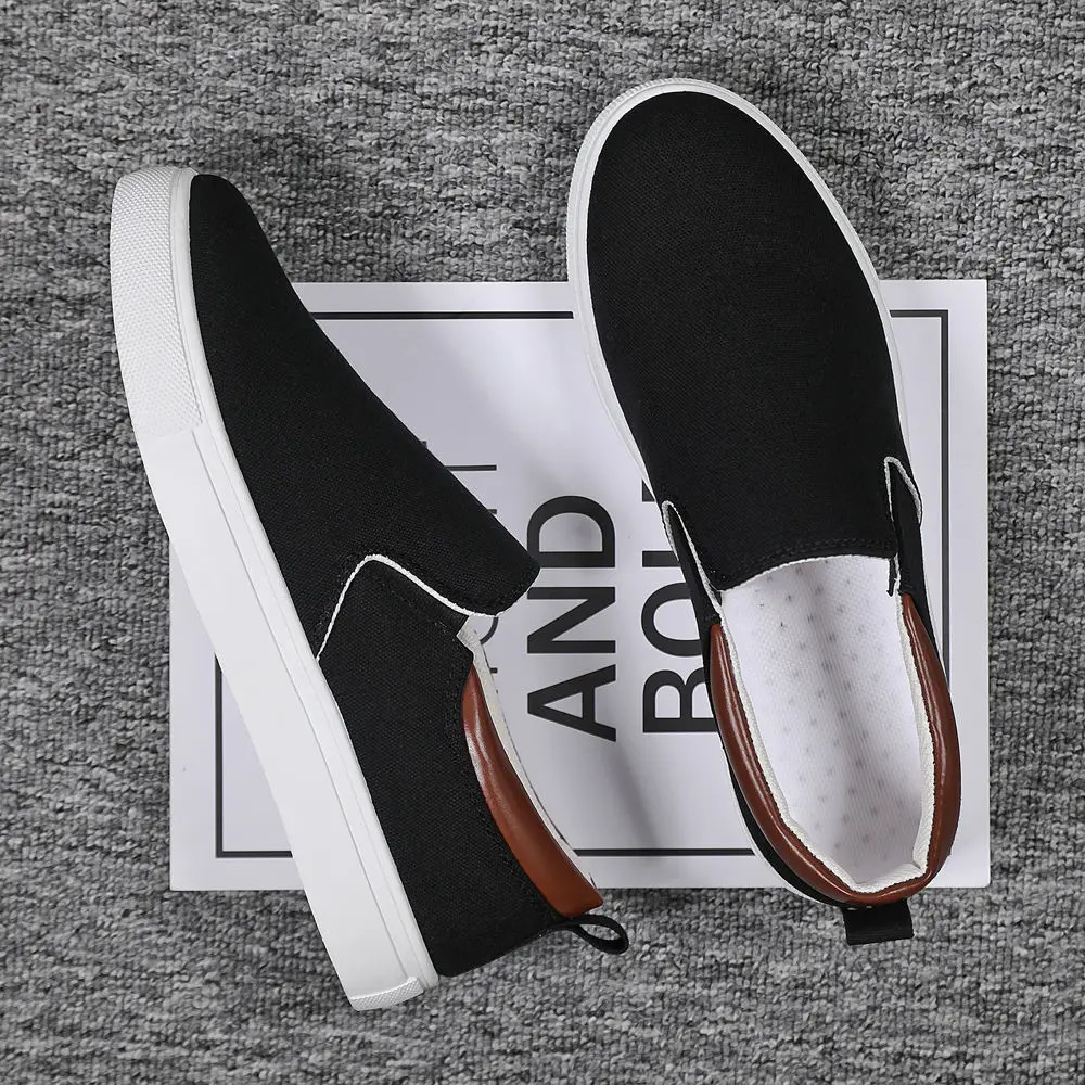 Man Shoe Black Sneakers Summer Casual Shoes for Men Canvas Slip-on Free Offer Deals Liquidation 250708