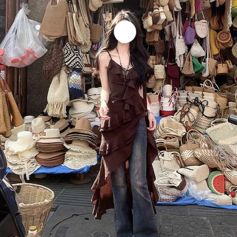 Summer New Women's Skirt Travel Style Dress Summer New Fashion Bohemian Style Holiday Belt Long Dress New Fashion Luxury Designer Women's Sk