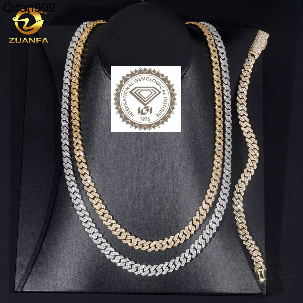 Custom Name Lock Clasp S925 Sterling Silver Iced Out Hip Hop Lab Grown Diamond 8MM Cuban Link Chain Necklace