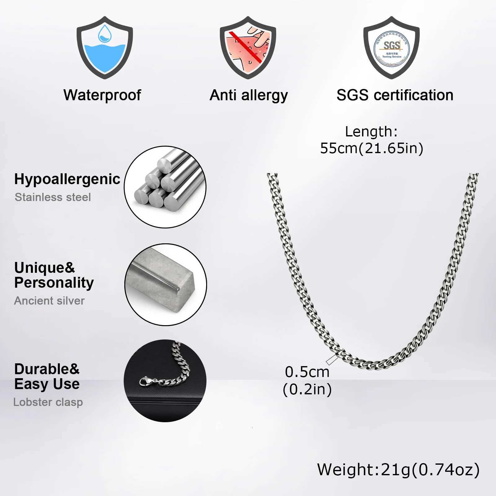 Retro Cuban Chain Necklace for Men BoysVintage Stainss Steel mi Cu CollarsRock Punk Antique Jewelry Gifts W250712