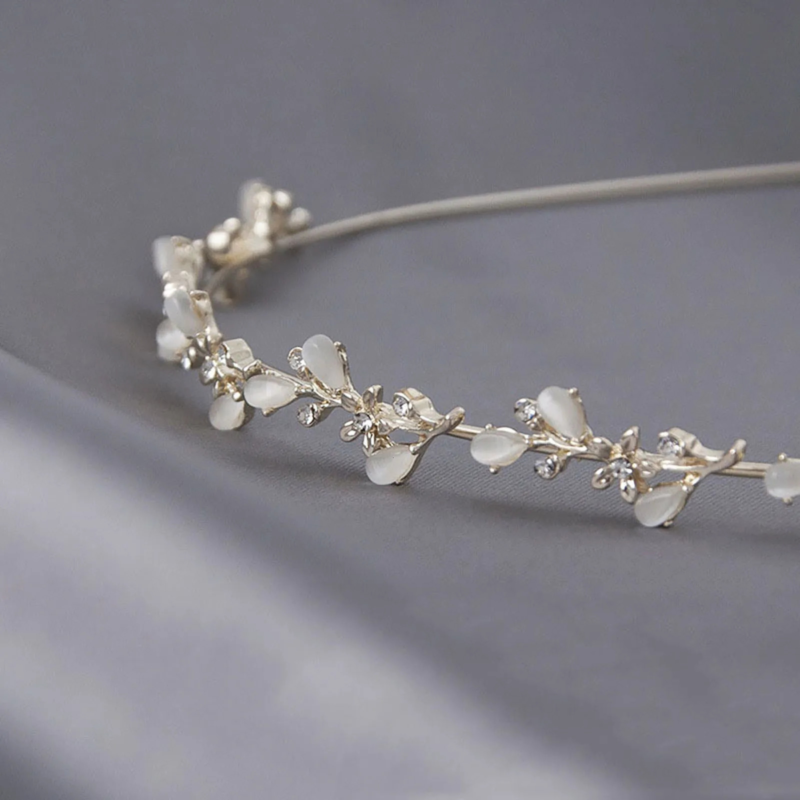 Girls Hair Hoop Opal Headbands Bride Tiaras Seweet Silver Color Hairband Elegant Lady Wedding Crown Princess Prom Hair Jewelry 250711
