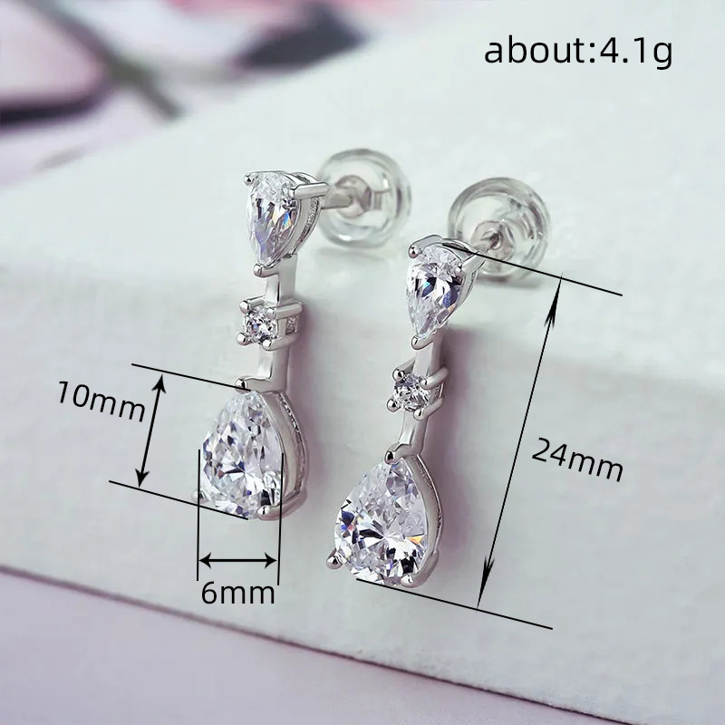 Choucong Ins Top Sell Dangle Earrings Simple Fashion Jewelry 925 Sterling Silver Water Drop Pear Cut 5A Zircon CZ Diamond Party Sweet Cute Party Women