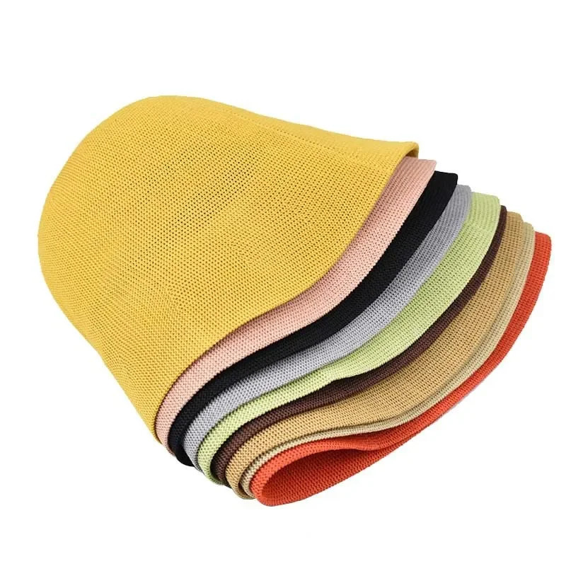 Spring summun Breathable Linen Knitted Bucket Cap For Women Simple Fashion Fishermans basin hat Accessories 250711