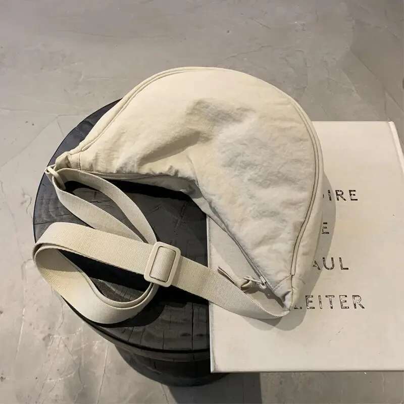 Solid Color Chest for Women Large Capacity Travel Crossbody Female Half Moon Ladies Daily Cotton Filled Shoulder Bag