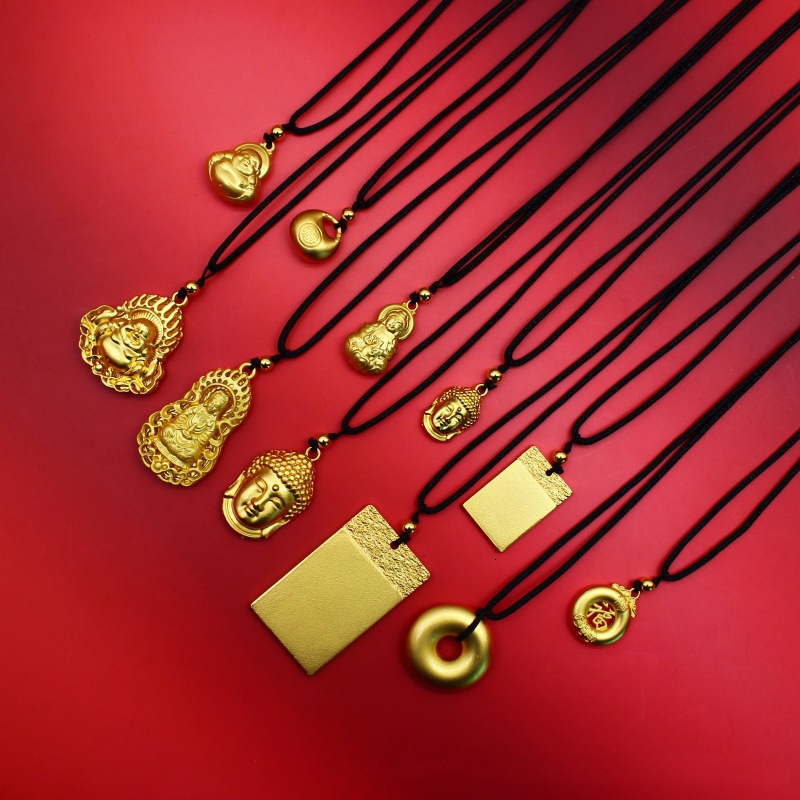 Luxury Jewelry Designer Jewelry Vintage Gold-plated Buddha Head Pendant Unisex Sweater Chain Electroplated Imitation Gold Maitreya Buddha Pendant Neck