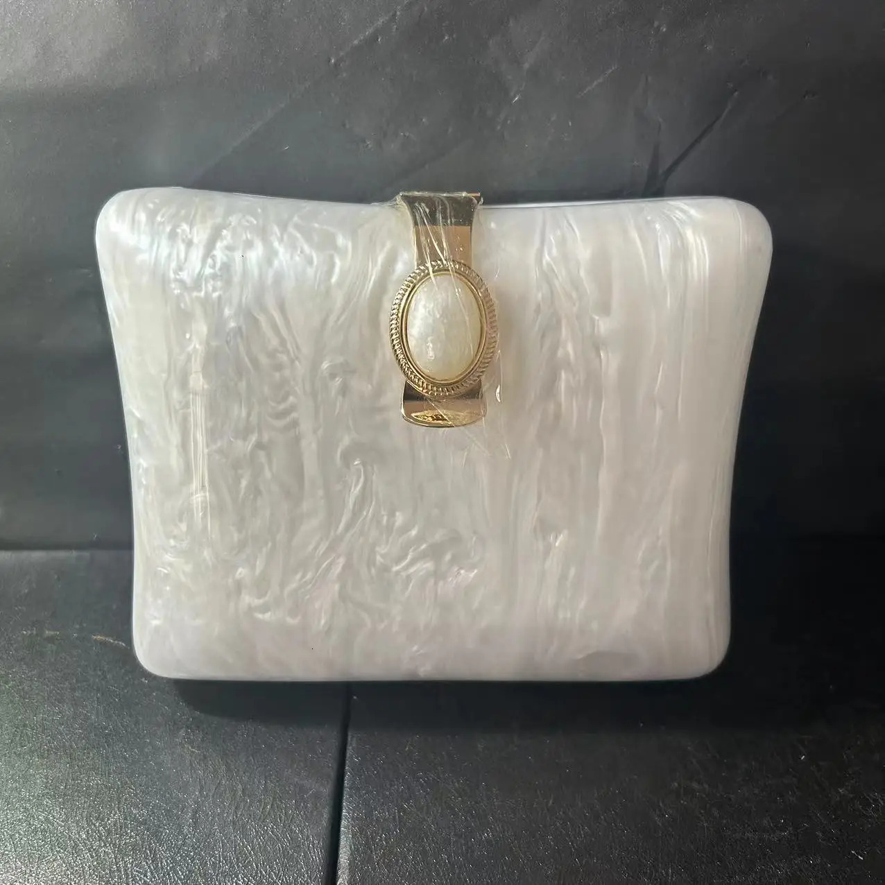 Pearl Women Acrylic Evening Bags Lady Solid White Clutch Purse Vintage Party Prom Cute Casual Handbags 250708