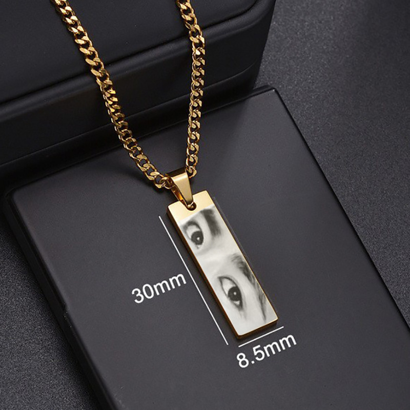 Luxury Jewelry Designer Jewelry SHEIN Cross-border Hot Sale Custom Eye Photo Necklace DIY Custom Stainless Steel Eye Picture Engraving Necklace