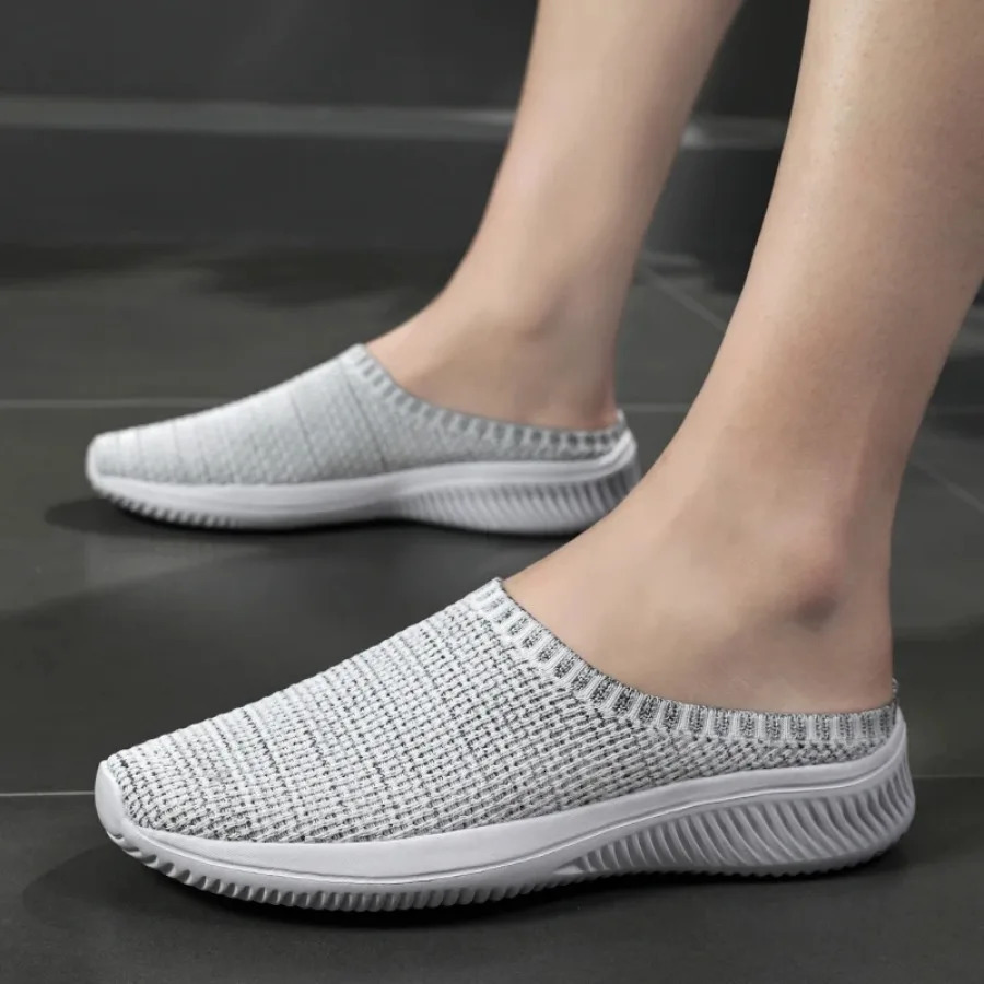 2025Summer Mesh Men Casual Shoes Breathable Half Loafers Fashion Outdoor Indoor Slippers Women Flats Comfortable Couple Sneakers 250707
