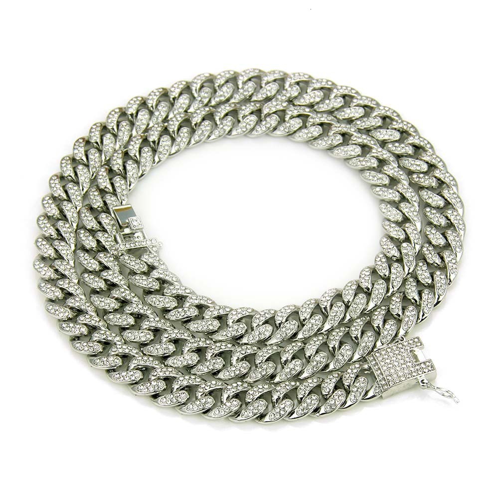 Luxury Jewelry Designer Jewelry Hot Selling European And American Hip Hop Miami Necklace 13mm Men's Diamond-encrusted Large Gold Chain Necklace W