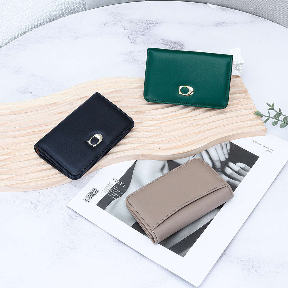 Genuine Leather Short Wallet for Women, First Layer Cowhide, Smooth Nappa Texture, Multi-Card Slot, Integrated Bifold ID Card Holder and Coin Purse