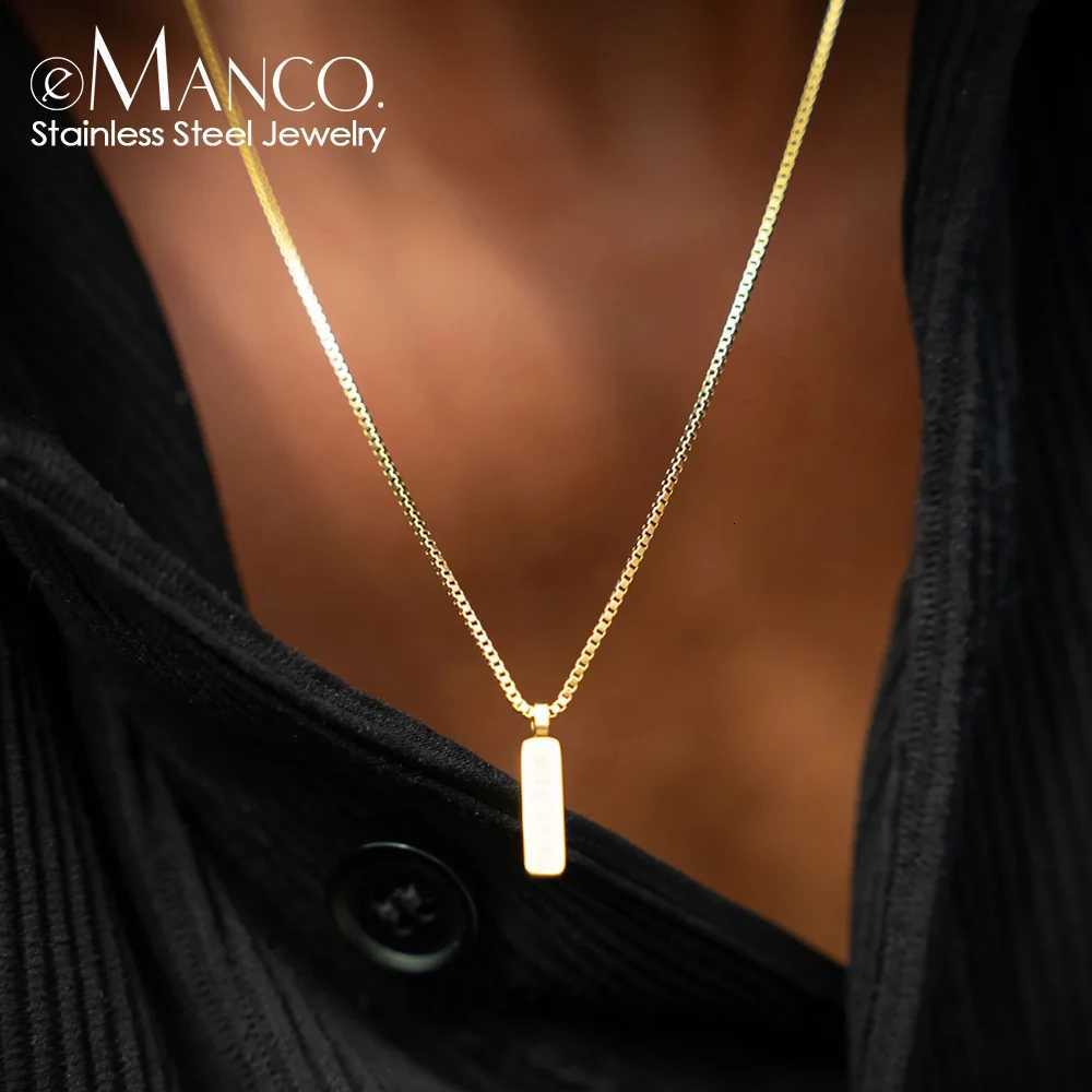 eManco Mens hip-hop a chain Europe and the United States Titanium steel does not lose color Box Pendant Necklace Collarbone W250712