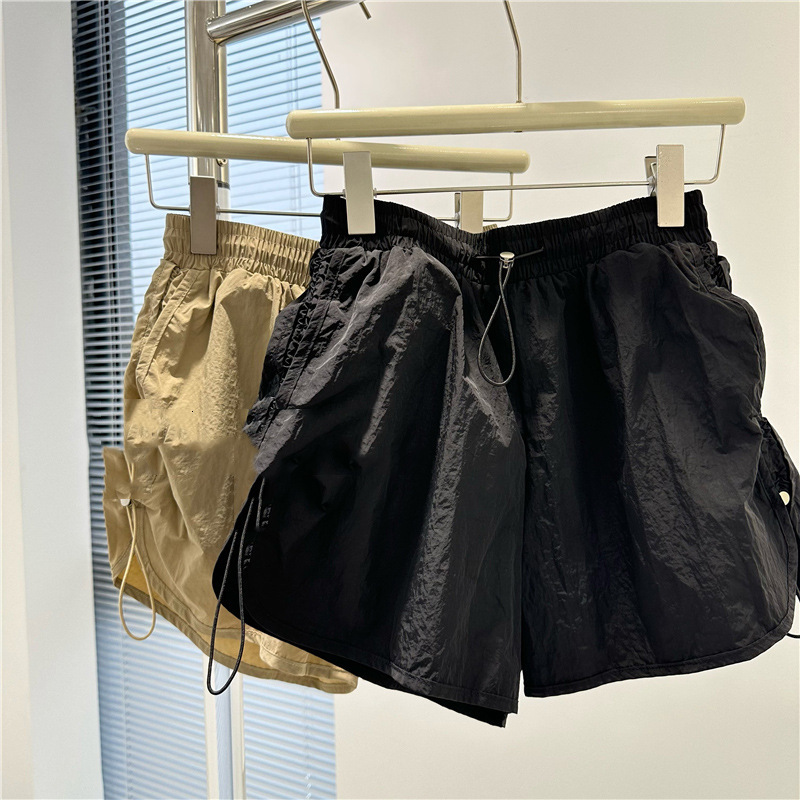 2025 Summer new women's solid color elastic waist work pants, women's summer A-line wide leg casual pants, loose shorts, new designer shorts