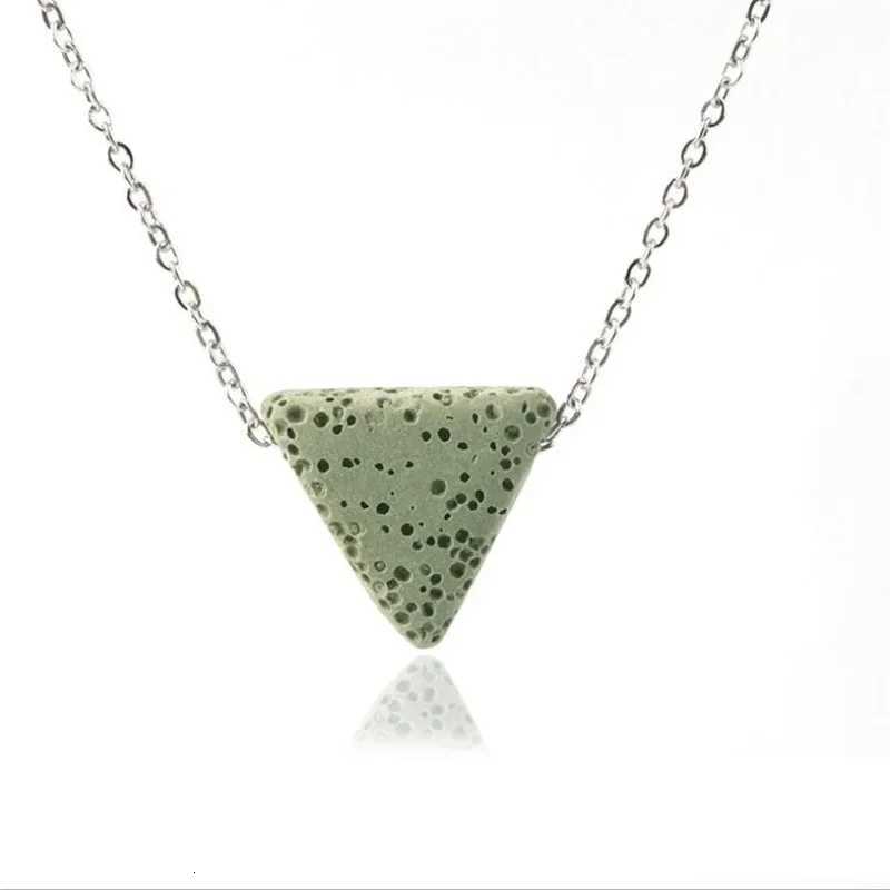 Colorful Triangle Lava Stone Essential Oil Diffuser Necklace Aromatherapy Volcanic Rock Stainless Steel Chain Jewelry W250712
