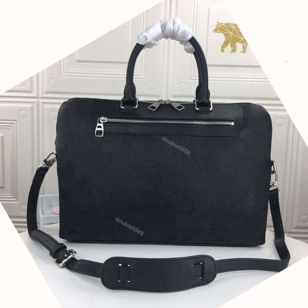 7A quality designer fashion luxury single zipper briefcase man shoulder bag women wallet men's and women's Black leather plaid bag Laptop Bag travel bag