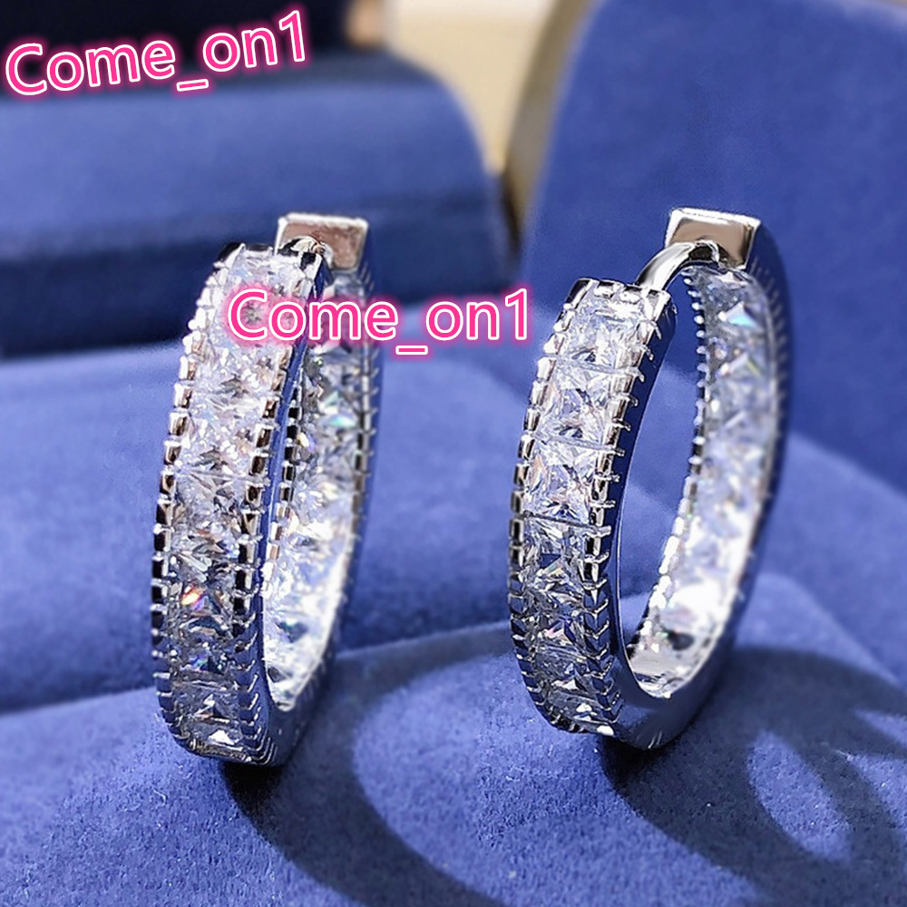 Elegant Square Cubic Zirconia Earrings for Women Silver Plated Imitated Diamond Fashion Wedding Hot Selling Hoop Earrings