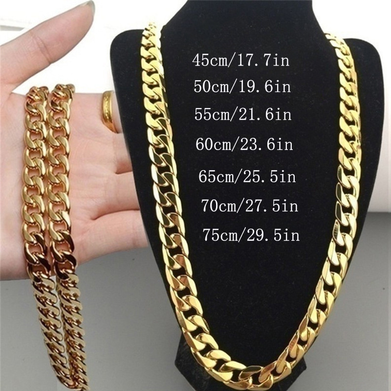 Luxury Jewelry Designer Jewelry Cross-border Jewelry European And American Fashion New Gold Necklace Chain Imitation Gold Men's 6MM Side Necklace