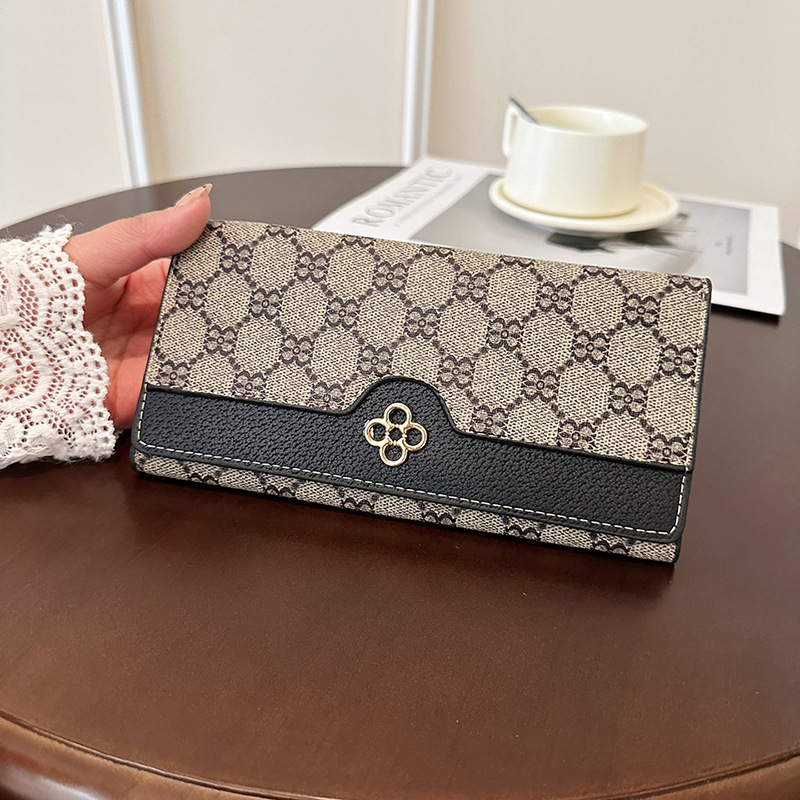 Luxury Brand Designer Bag Cross-Border Exclusive Large Capacity Multi-Card Slot Women's Printed Long Wallet Retro Classic Cross-Border Wholesale 