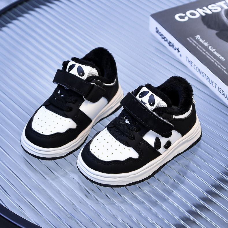 Toddler Baby Kids Fashion Design Walking Shoes Sneakers White Black Panda Non-slip Sports Shoes Boys Girls Winter Outdoor Warm Board Shoes Sizes US6C-