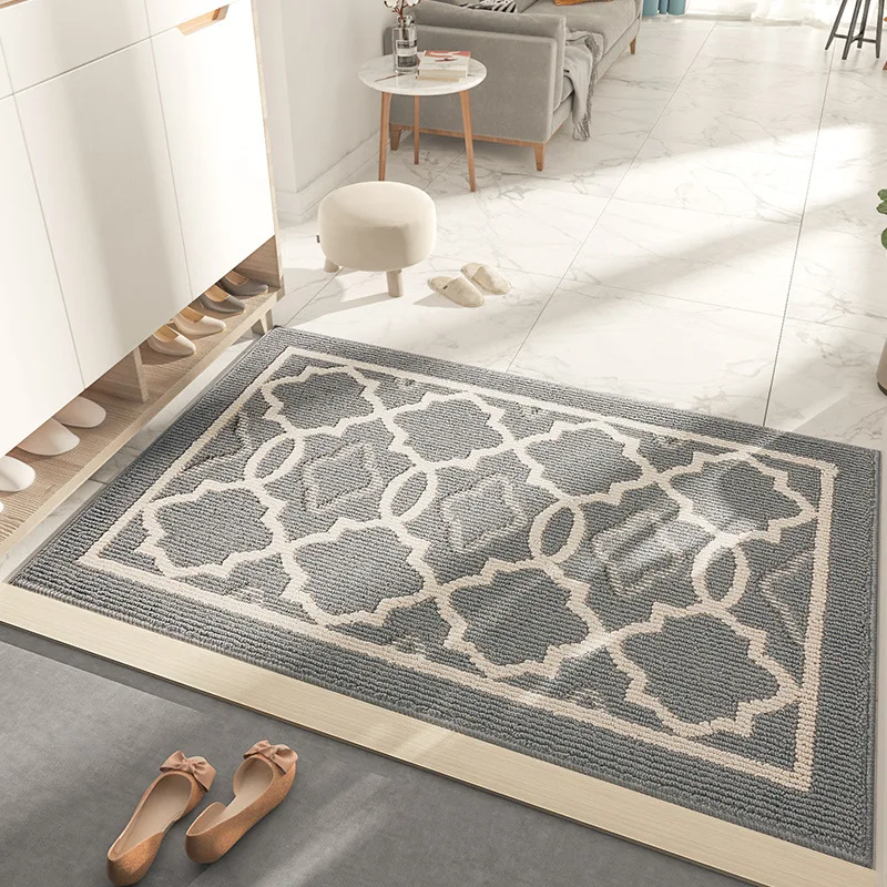 European Style Door Mat Classic Geometric Pattern Door Carpet Dust Removal Foot Mat Non-slip Wear-resistant Floor Mat Outdoor